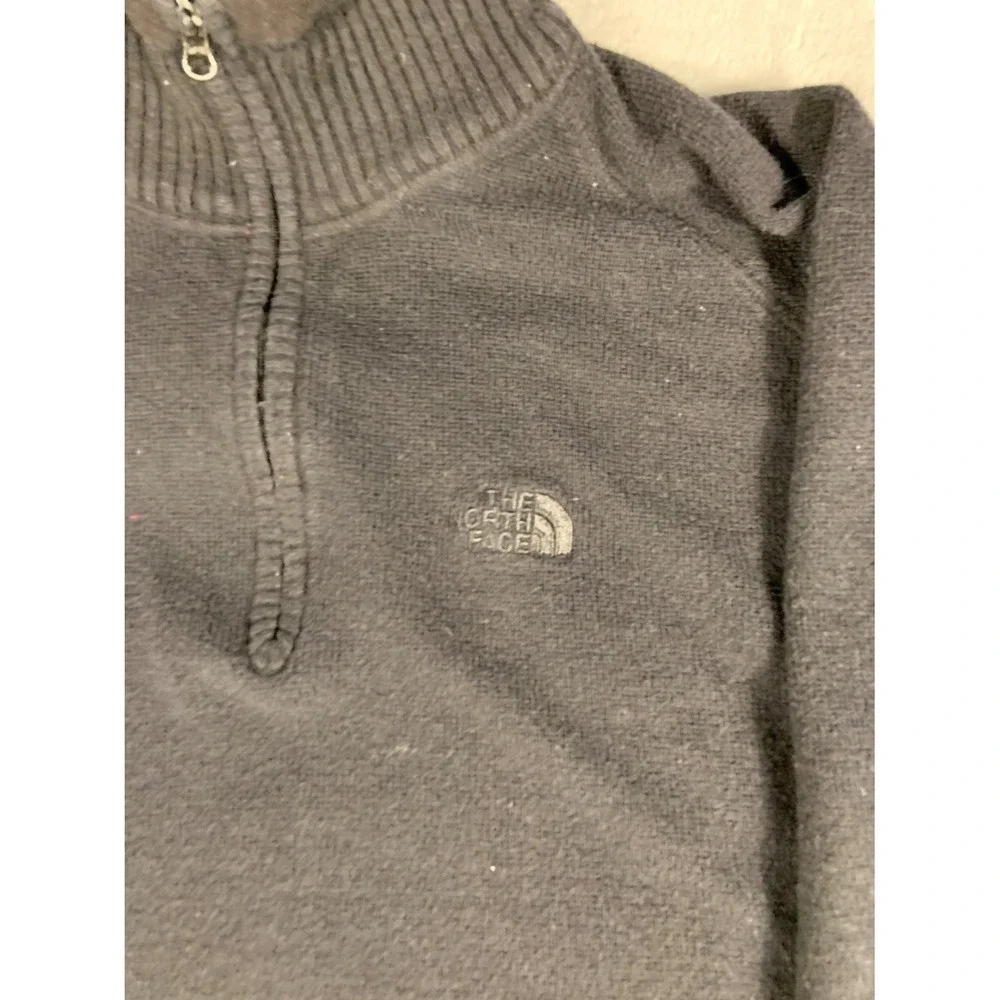 The North Face Sweater Mens L Black Quarter Zip Long Sleeve Embroidered